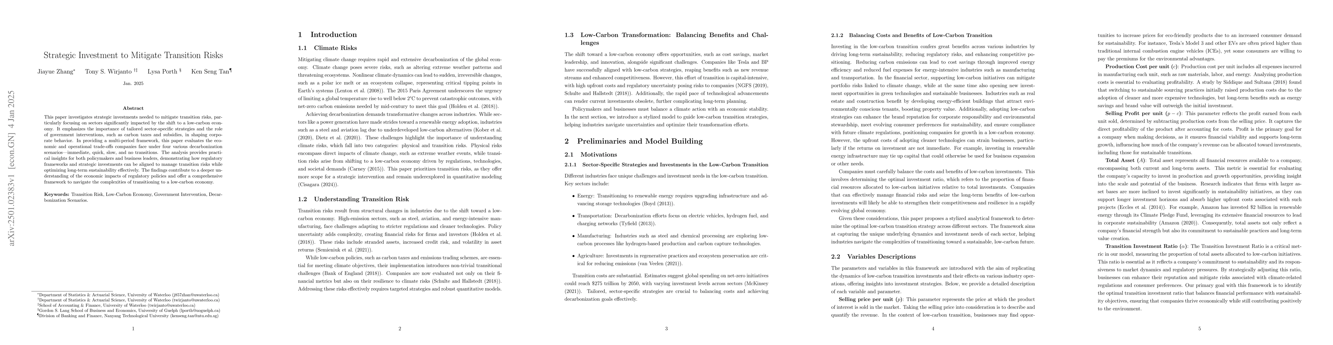 Thumbnail for Strategic Investment to Mitigate Transition Risks