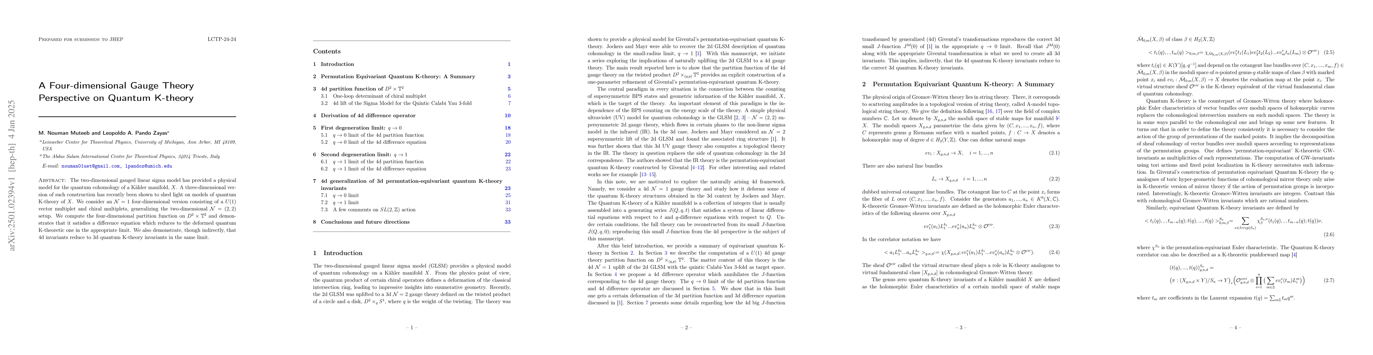 Thumbnail for A Four-dimensional Gauge Theory Perspective on Quantum K-theory