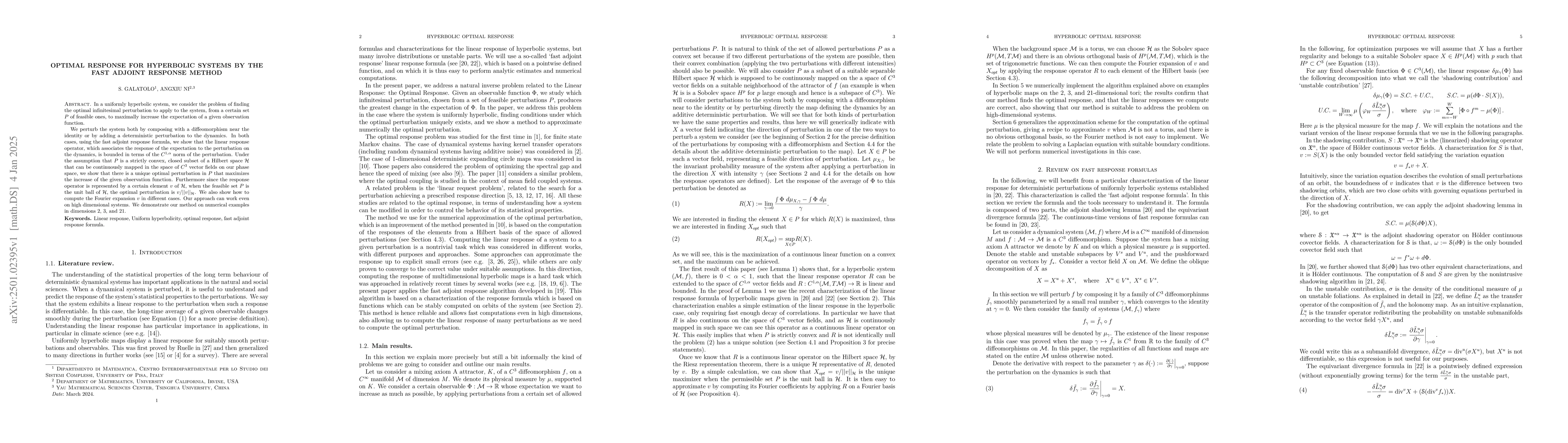 Thumbnail for Optimal Response for Hyperbolic Systems by the fast adjoint response
  method
