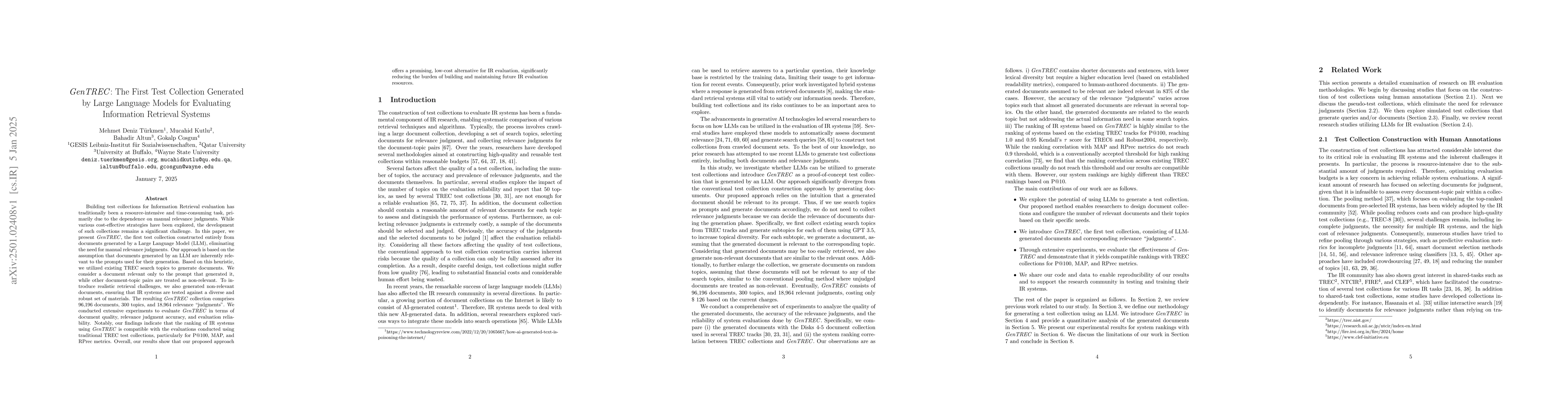 Thumbnail for GenTREC: The First Test Collection Generated by Large Language Models
  for Evaluating Information Retrieval Systems