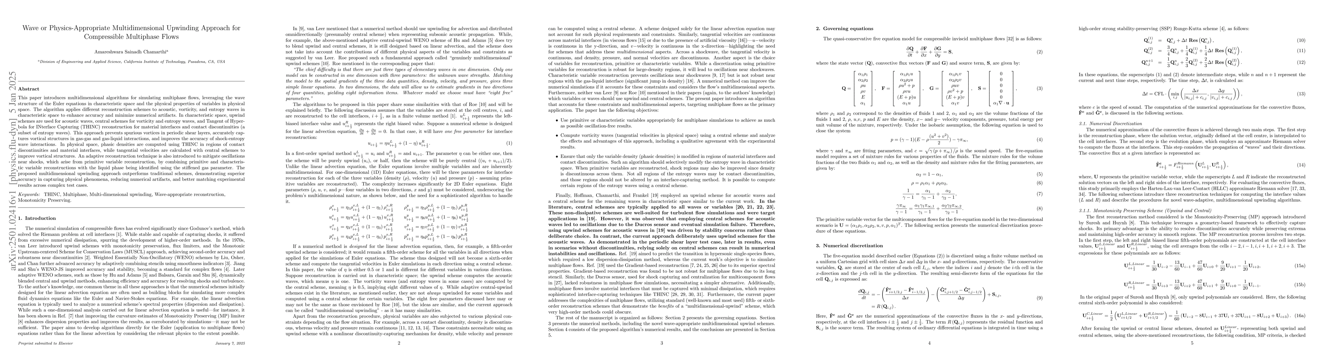 Thumbnail for Wave or Physics-Appropriate Multidimensional Upwinding Approach for
  Compressible Multiphase Flows