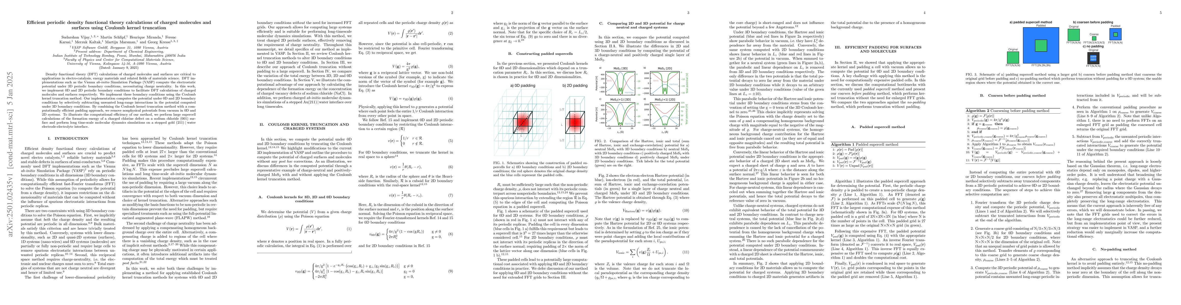 Thumbnail for Efficient periodic density functional theory calculations of charged
  molecules and surfaces using Coulomb kernel truncation