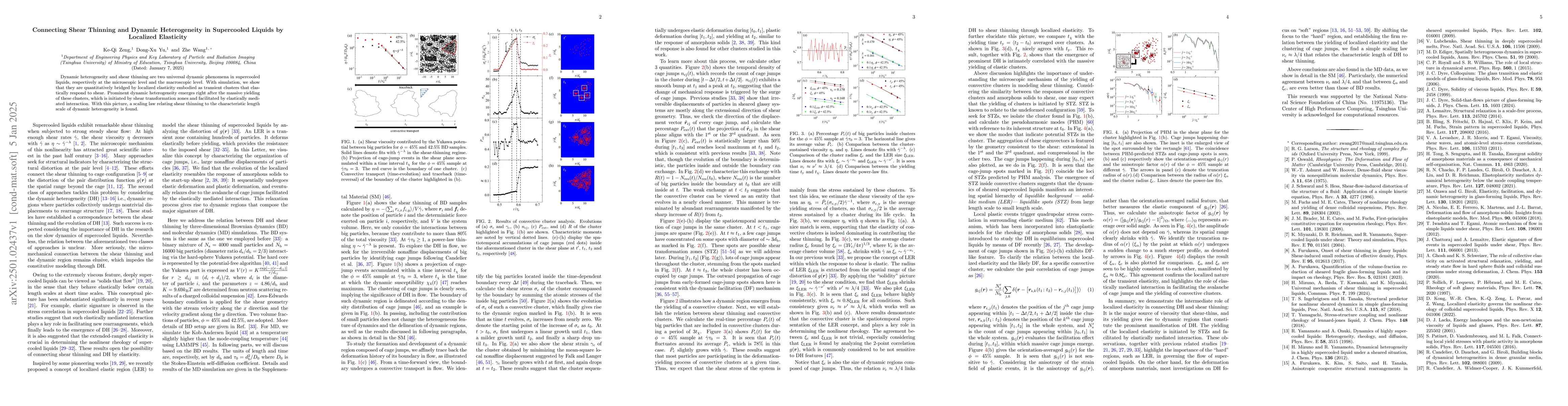 Thumbnail for Connecting Shear Thinning and Dynamic Heterogeneity in Supercooled
  Liquids by Localized Elasticity