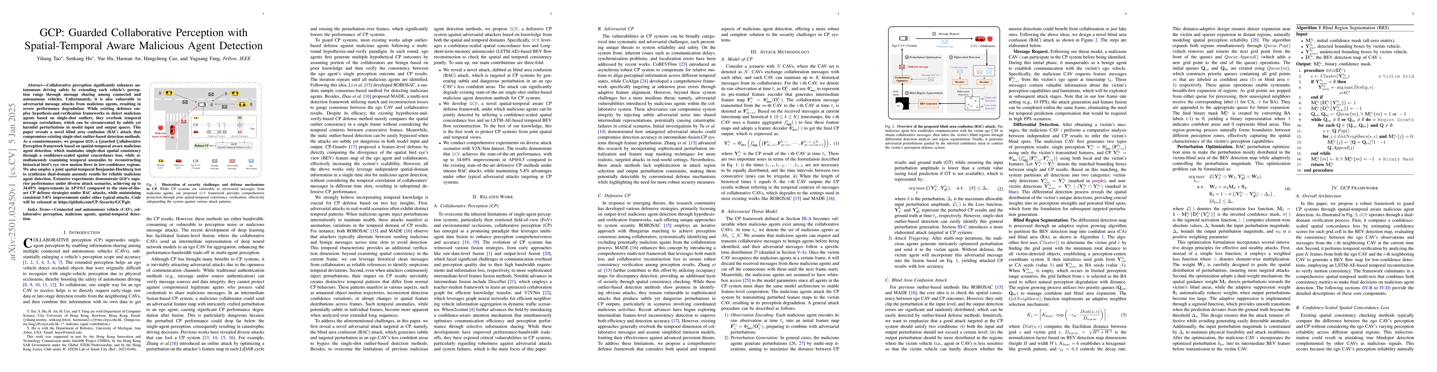Thumbnail for GCP: Guarded Collaborative Perception with Spatial-Temporal Aware
  Malicious Agent Detection