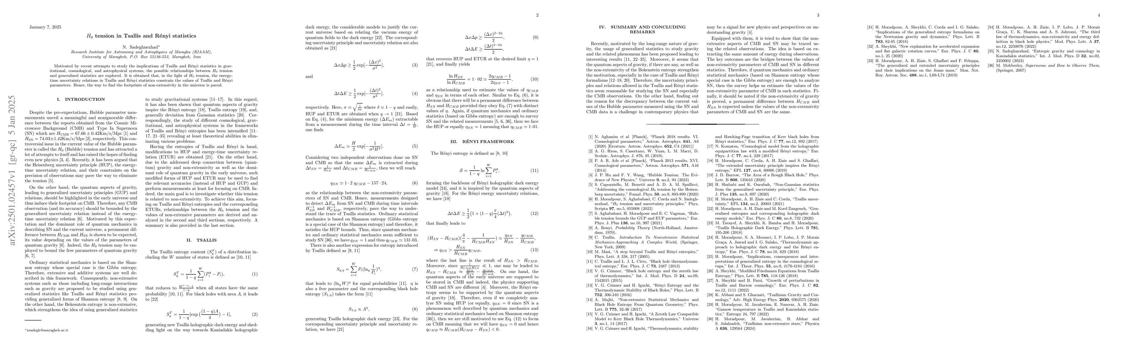 Thumbnail for H0 tension in Tsallis and Renyi statistics