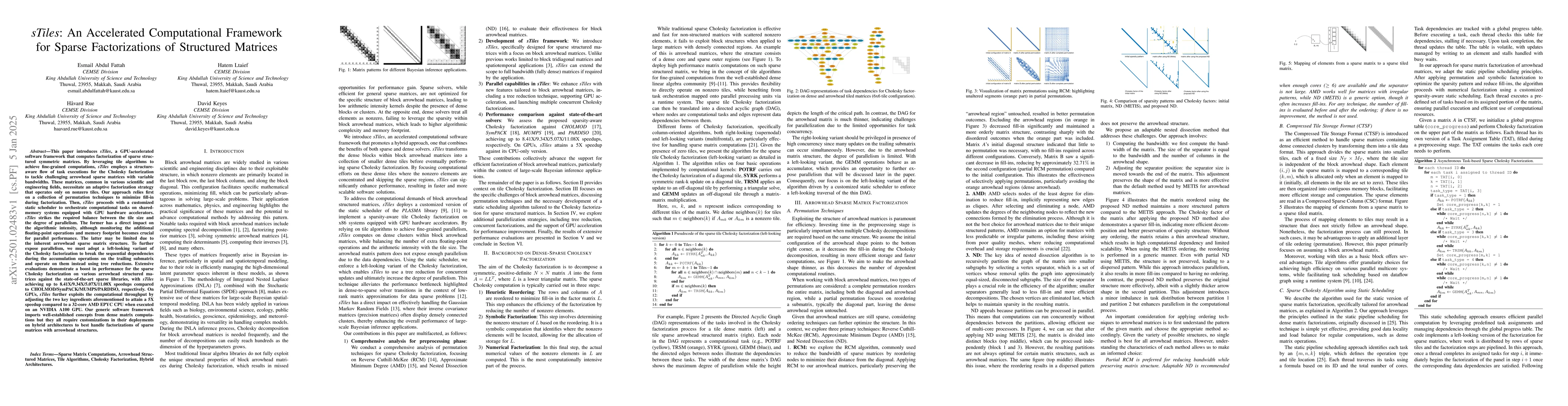 Thumbnail for sTiles: An Accelerated Computational Framework for Sparse Factorizations
  of Structured Matrices