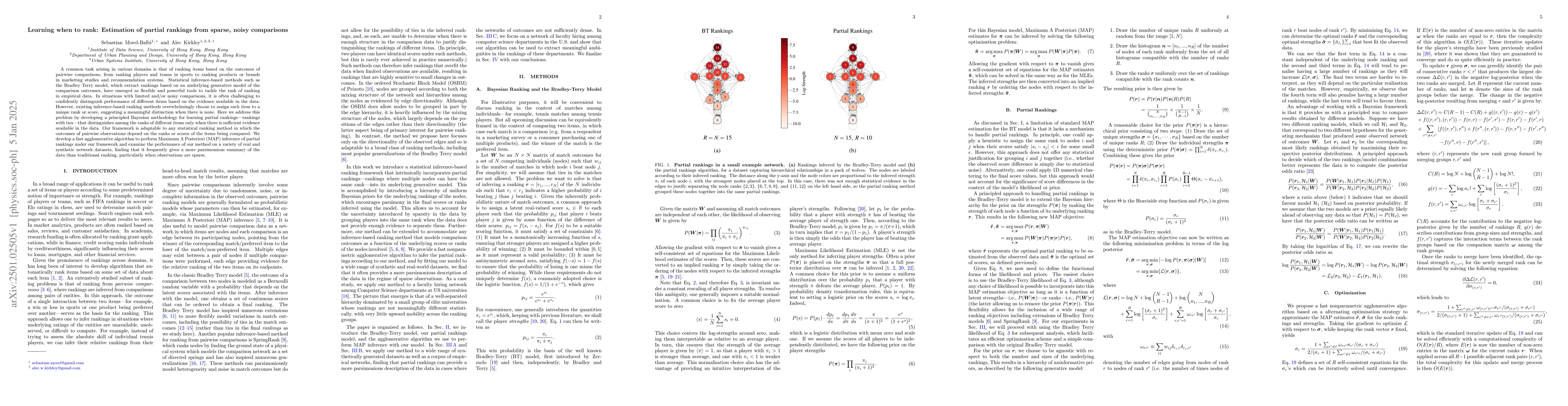 Thumbnail for Learning when to rank: Estimation of partial rankings from sparse, noisy
  comparisons