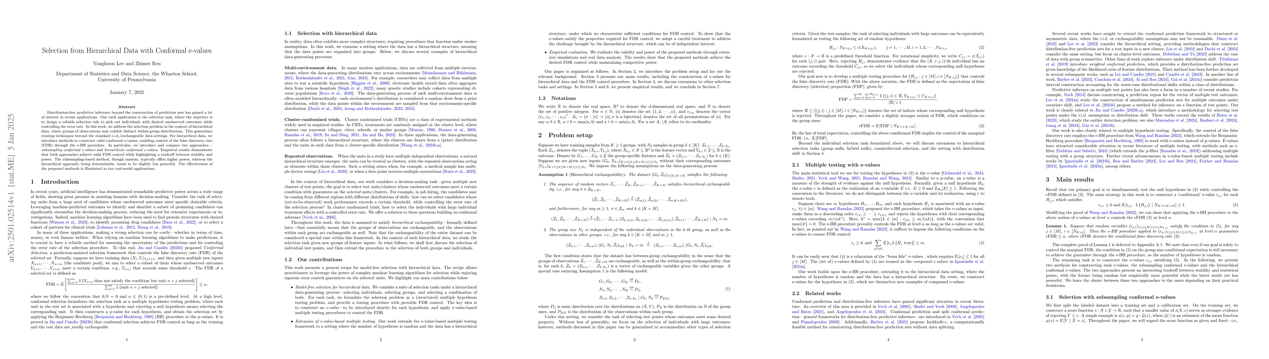 Thumbnail for Selection from Hierarchical Data with Conformal e-values