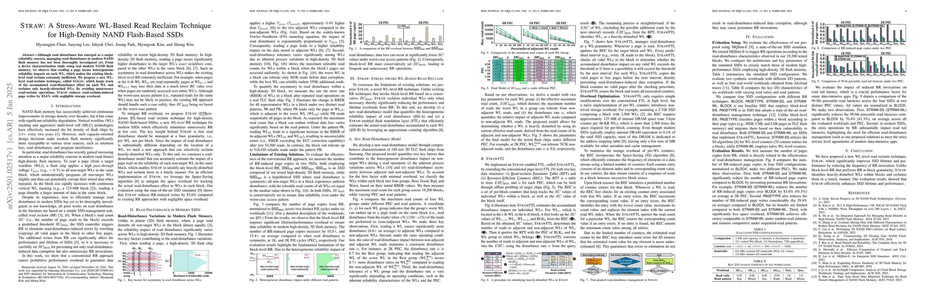 Thumbnail for STRAW: A Stress-Aware WL-Based Read Reclaim Technique for High-Density
  NAND Flash-Based SSDs