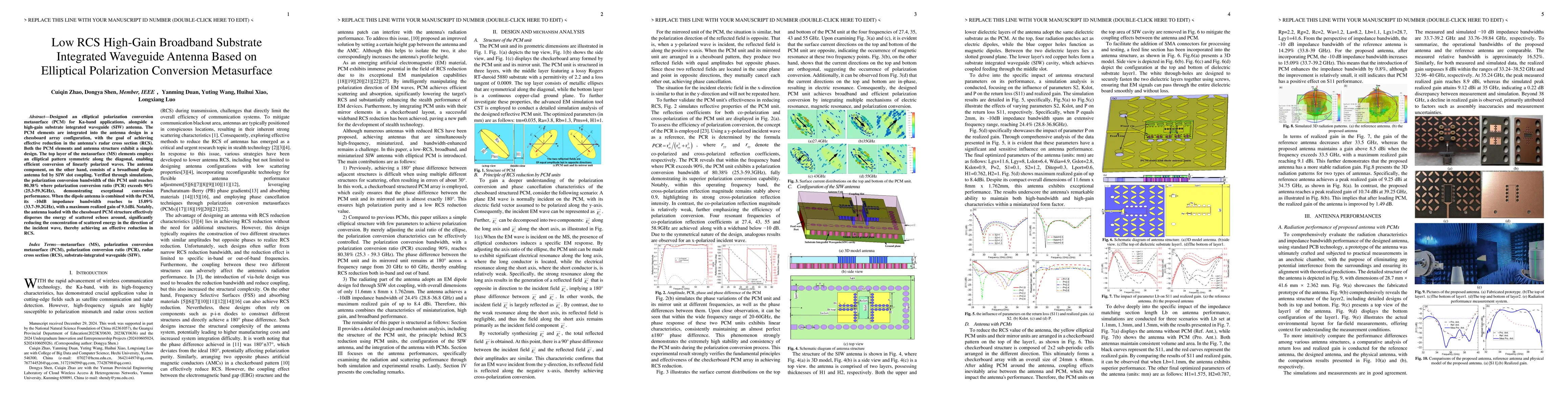 Thumbnail for Low RCS High-Gain Broadband Substrate Integrated Waveguide Antenna Based
  on Elliptical Polarization Conversion Metasurface