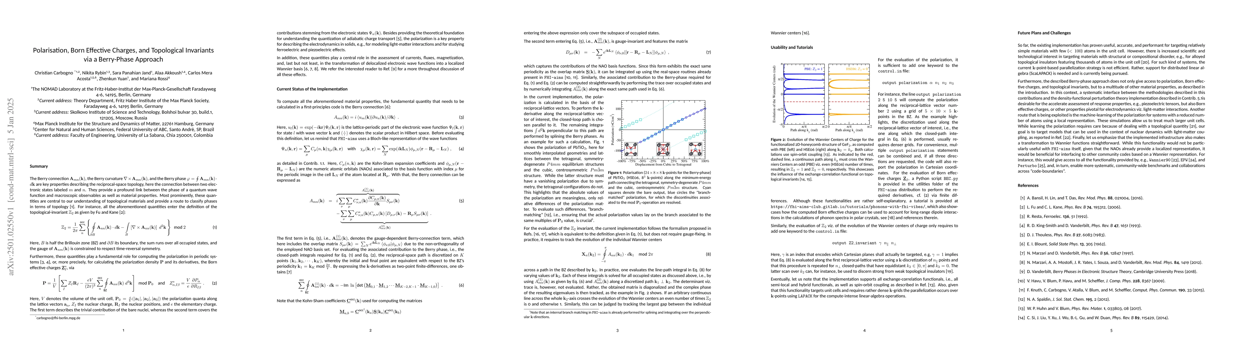 Thumbnail for Polarisation, Born Effective Charges, and Topological Invariants via a
  Berry-Phase Approach