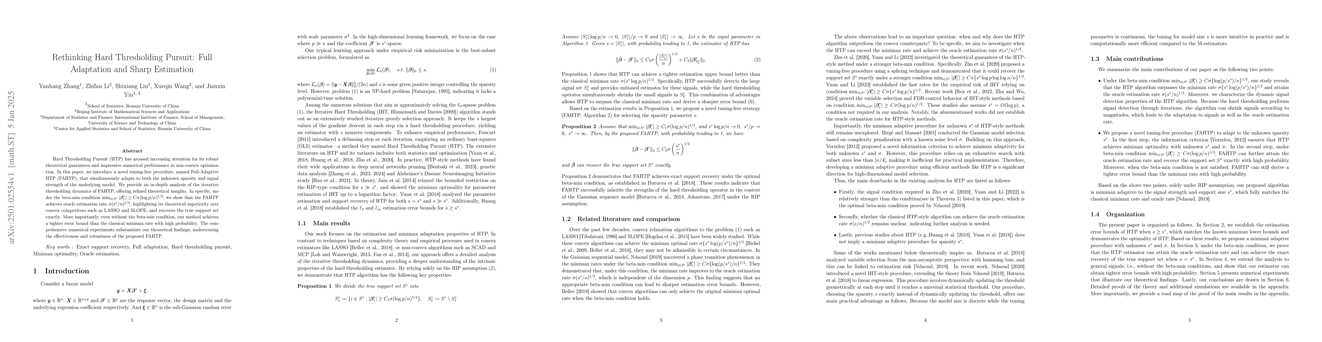 Thumbnail for Rethinking Hard Thresholding Pursuit: Full Adaptation and Sharp
  Estimation