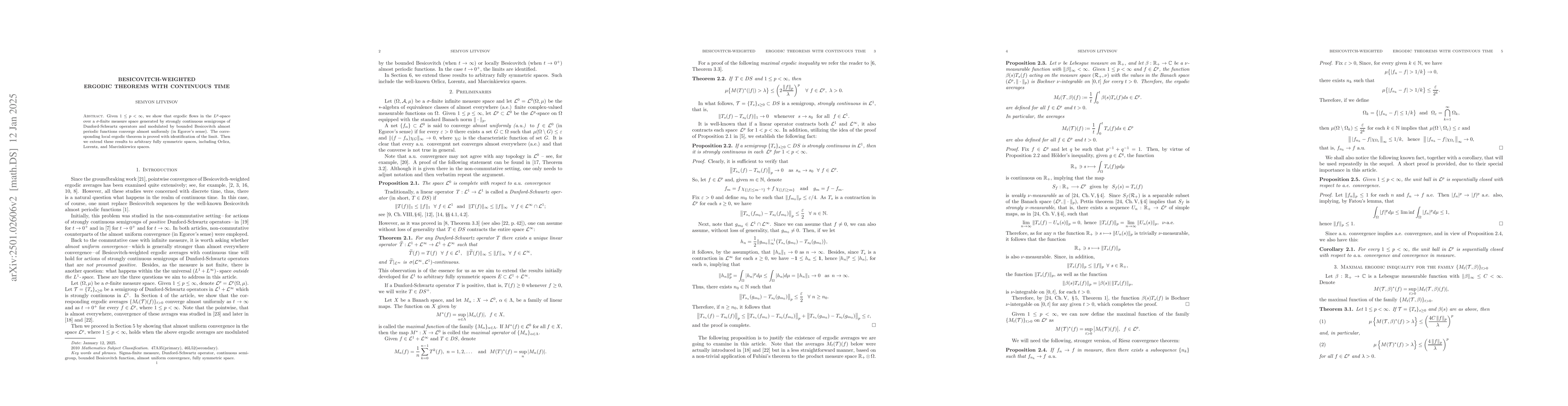 Thumbnail for Besicovitch-weighted ergodic theorems with continuous time