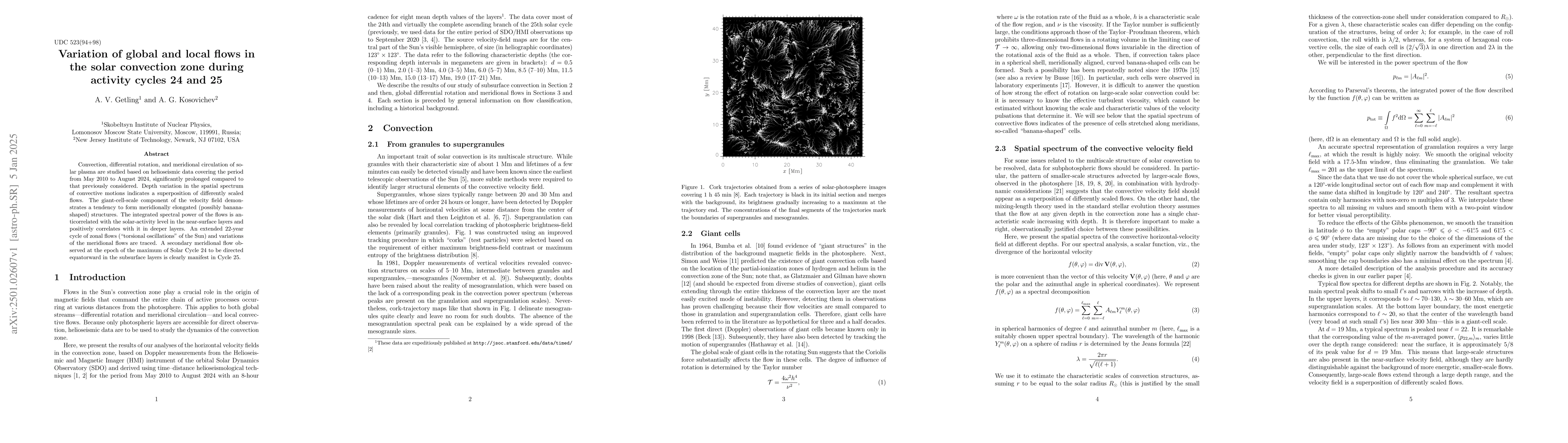 Thumbnail for Variation of global and local flows in the solar convection zone during
  activity cycles 24 and 25