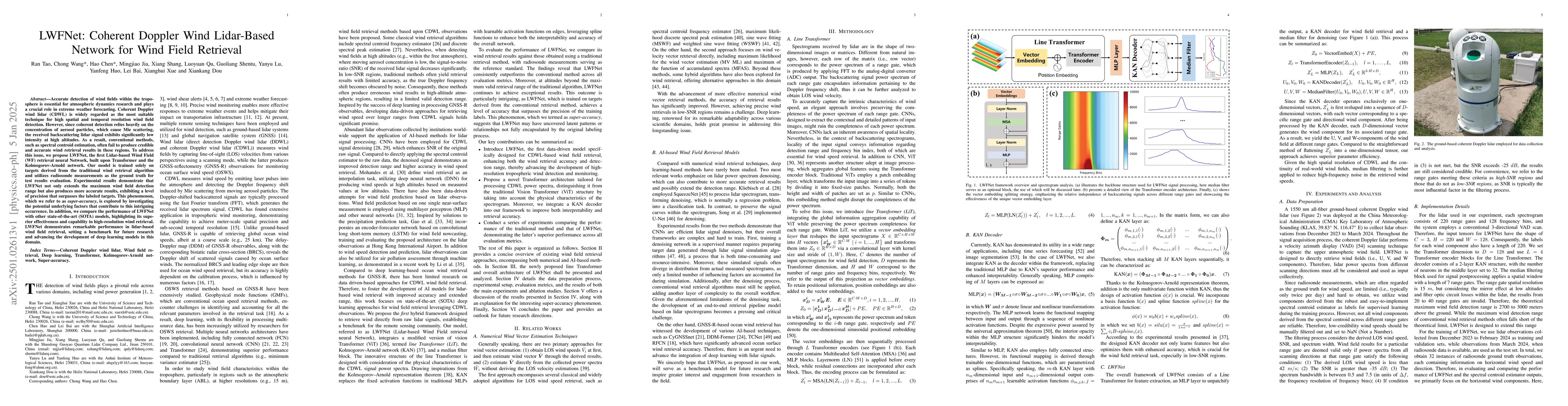 Thumbnail for LWFNet: Coherent Doppler Wind Lidar-Based Network for Wind Field
  Retrieval