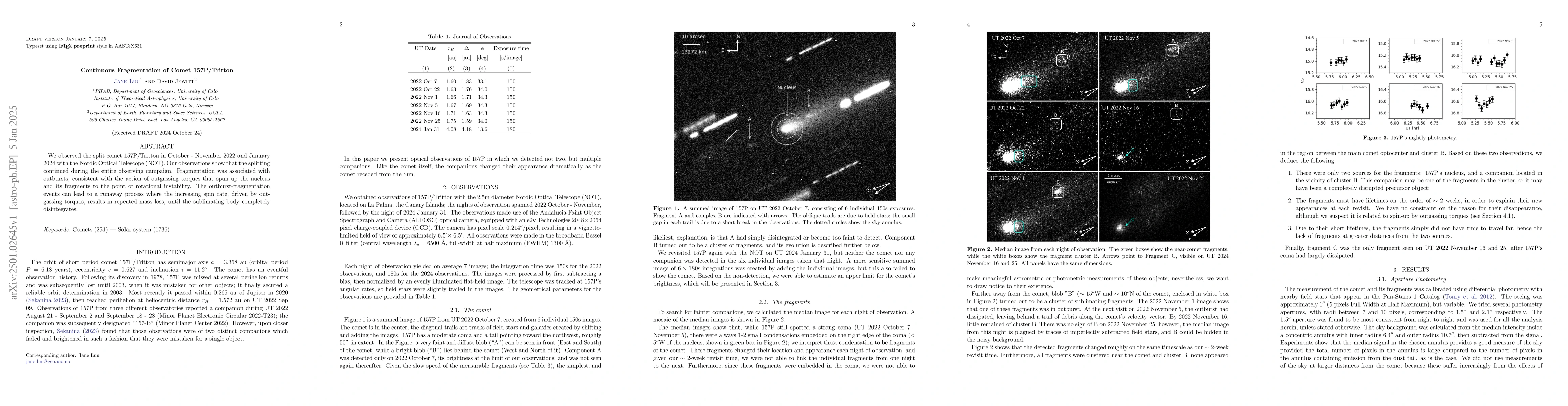 Thumbnail for Continuous Fragmentation of Comet 157P/Tritton