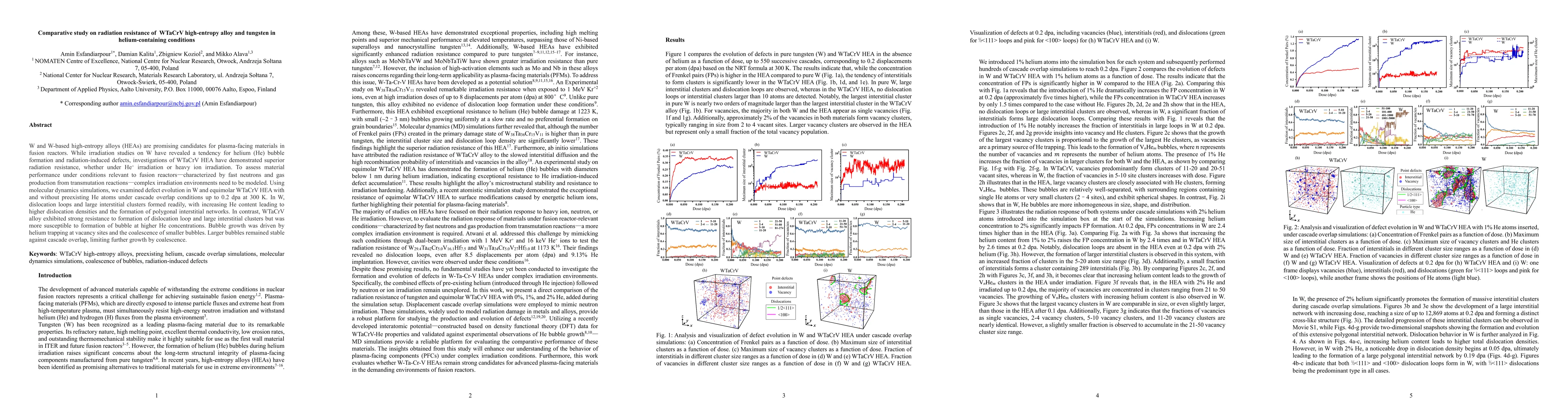 Thumbnail for Comparative study on radiation resistance of WTaCrV high-entropy alloy
  and tungsten in helium-containing conditions