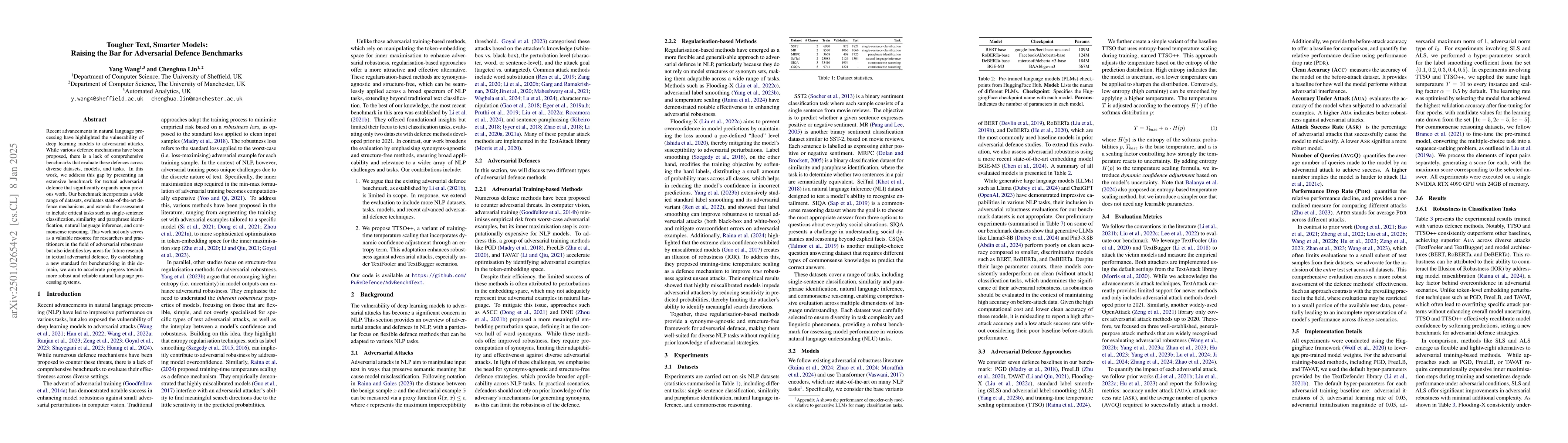 Thumbnail for Tougher Text, Smarter Models: Raising the Bar for Adversarial Defence
  Benchmarks