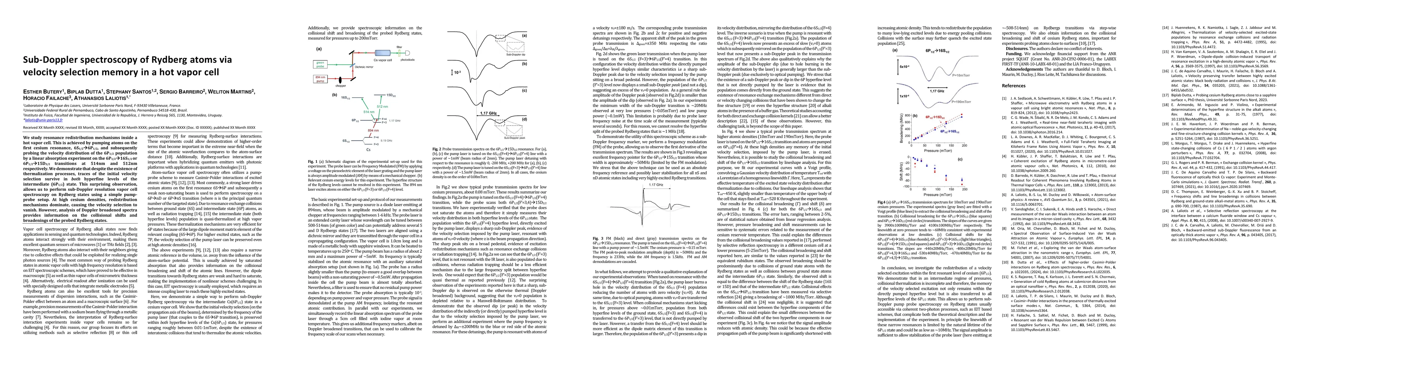 Thumbnail for Sub-Doppler spectroscopy of Rydberg atoms via velocity selection memory
  in a hot vapor cell