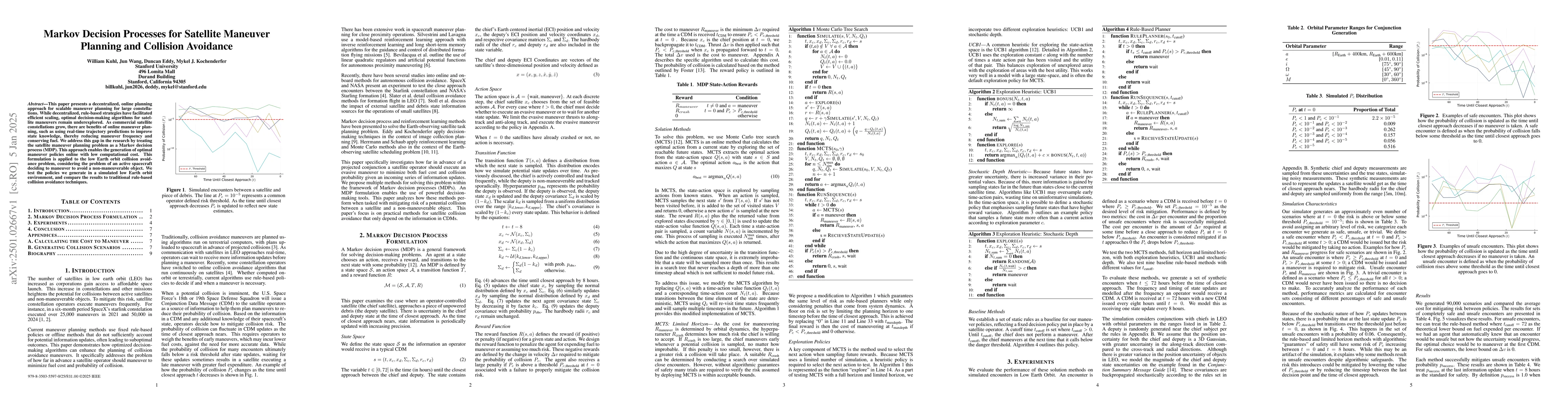 Thumbnail for Markov Decision Processes for Satellite Maneuver Planning and Collision
  Avoidance