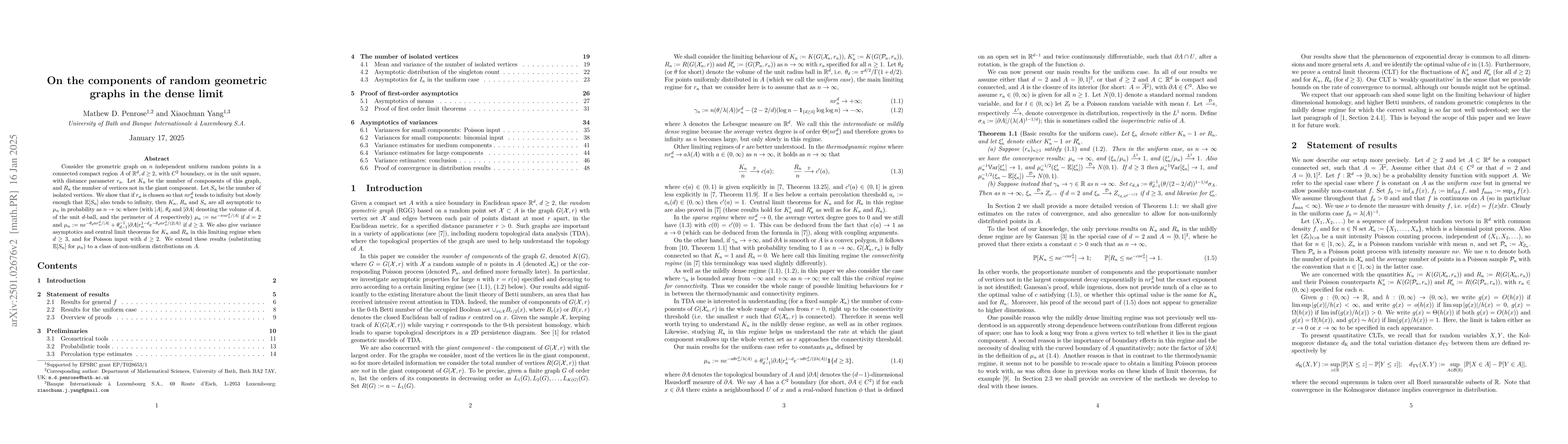 Thumbnail for On the components of random geometric graphs in the dense limit