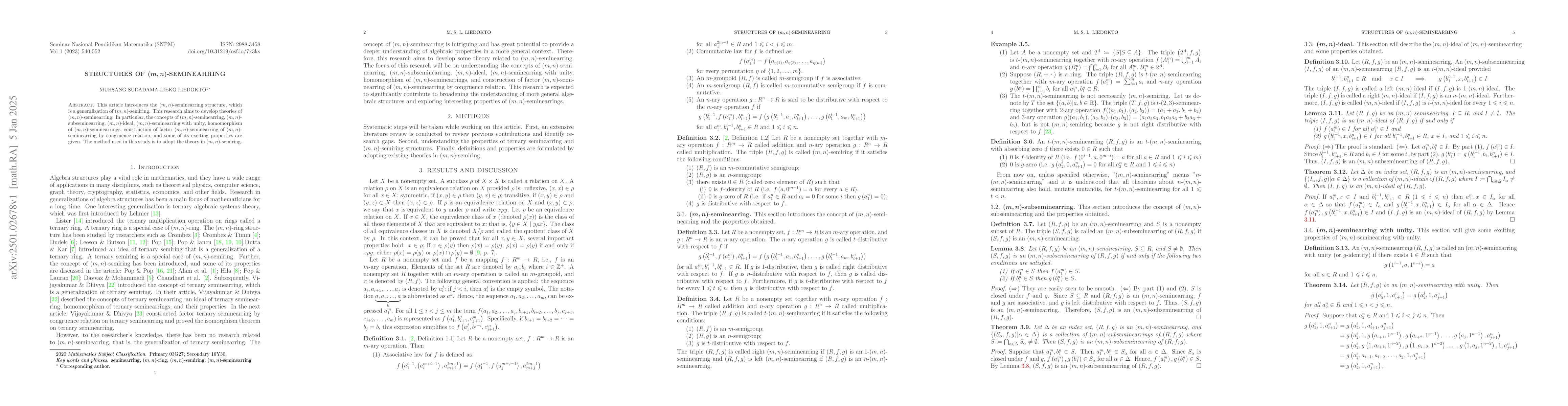 Thumbnail for Structures of $(m,n)$-seminearring