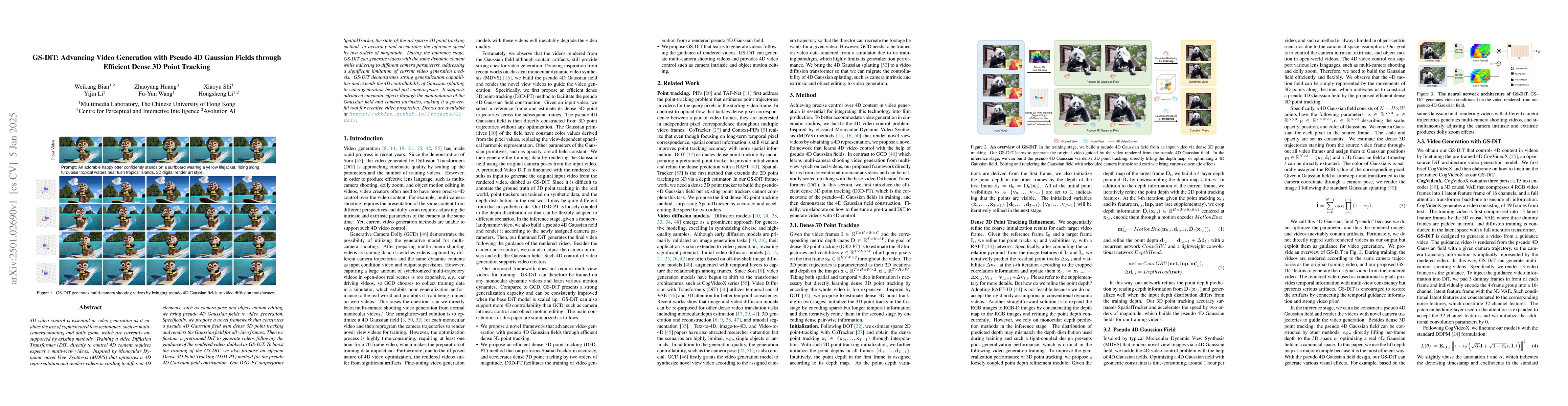 Thumbnail for GS-DiT: Advancing Video Generation with Pseudo 4D Gaussian Fields
  through Efficient Dense 3D Point Tracking