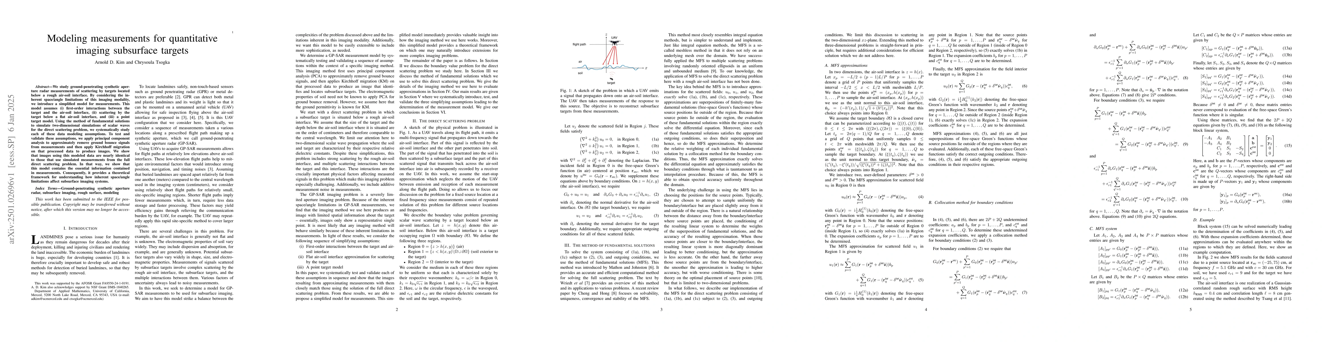 Thumbnail for Modeling measurements for quantitative imaging subsurface targets