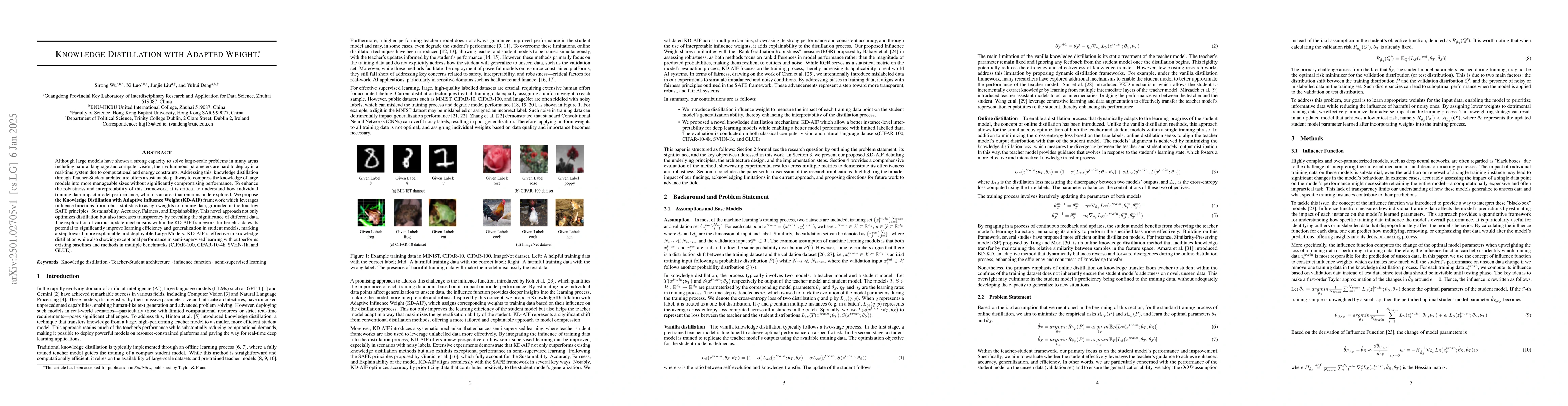 Thumbnail for Knowledge Distillation with Adapted Weight