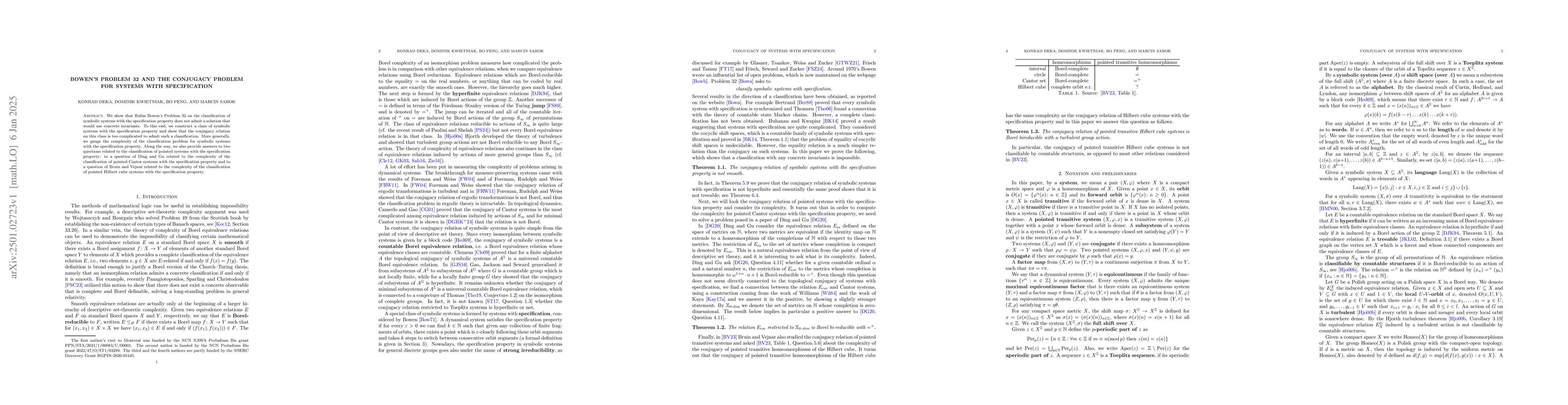 Thumbnail for Bowen's Problem 32 and the conjugacy problem for systems with
  specification