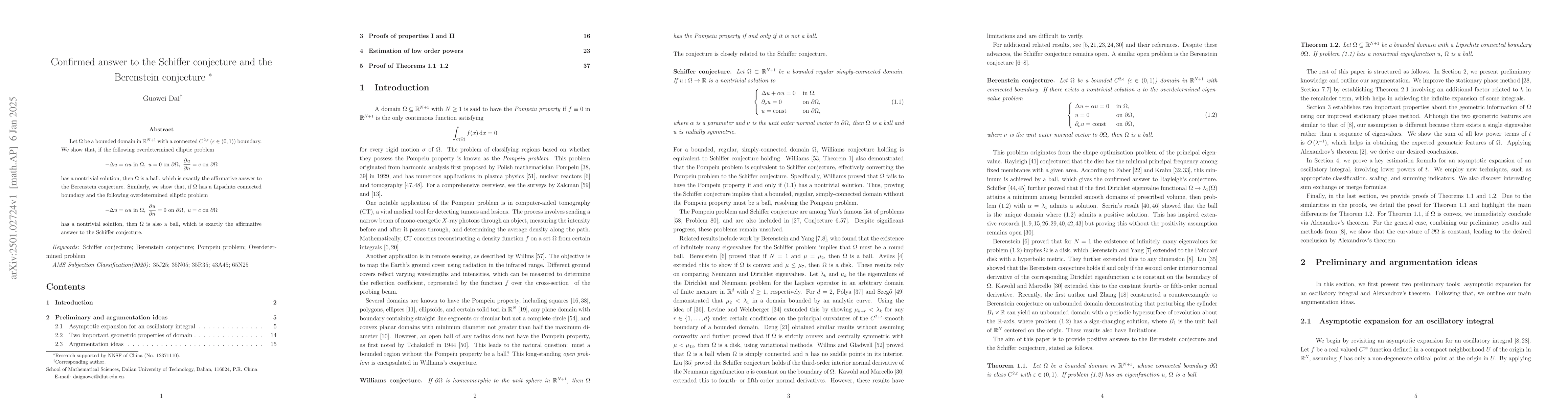 Thumbnail for Confirmed answer to the Schiffer conjecture and the Berenstein
  conjecture