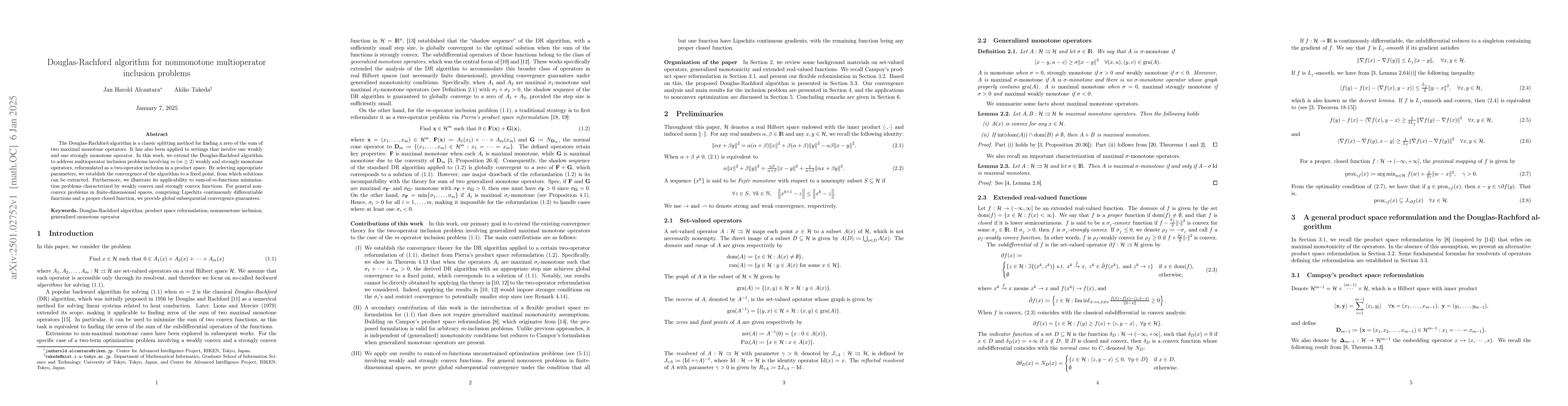 Thumbnail for Douglas-Rachford algorithm for nonmonotone multioperator inclusion
  problems