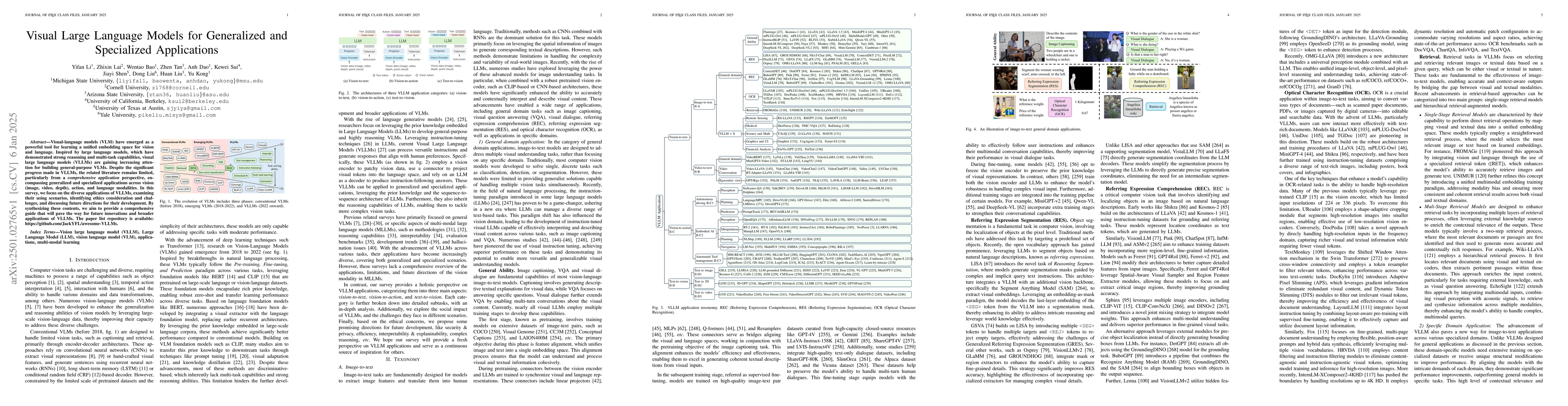 Thumbnail for Visual Large Language Models for Generalized and Specialized
  Applications