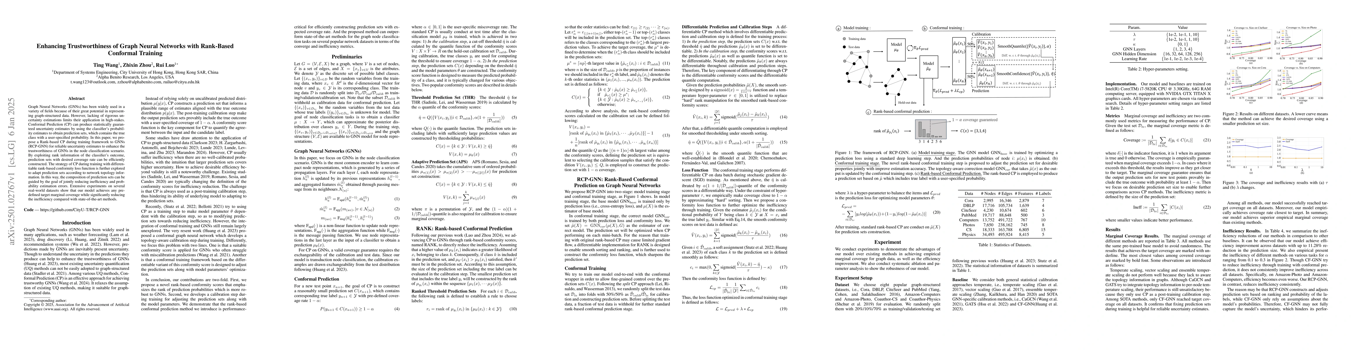 Thumbnail for Enhancing Trustworthiness of Graph Neural Networks with Rank-Based
  Conformal Training