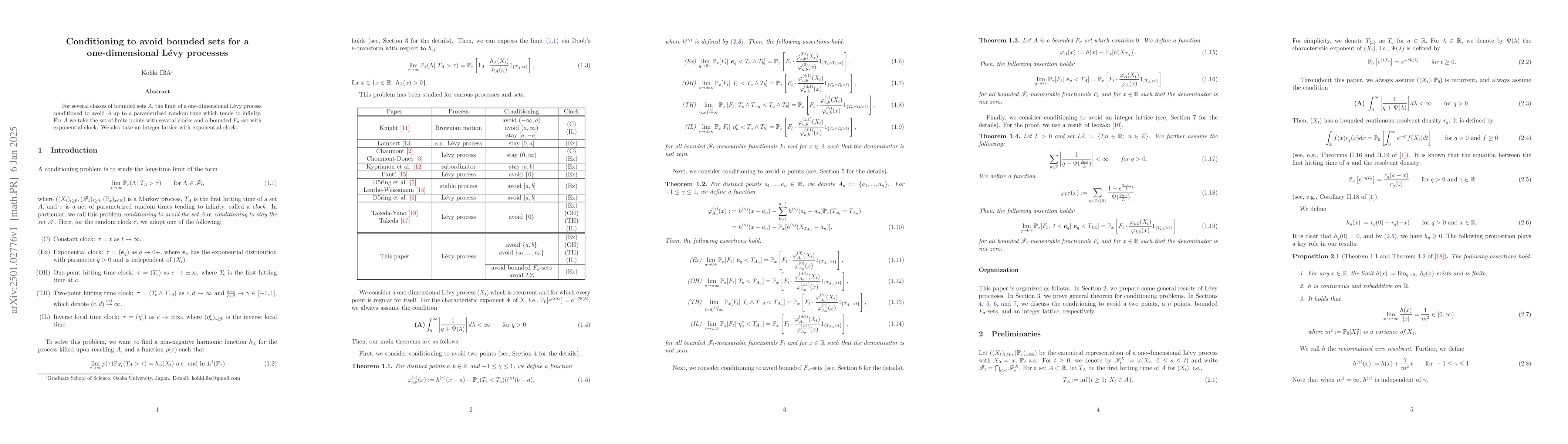Thumbnail for Conditioning to avoid bounded sets for a one-dimensional Lévy
  processes