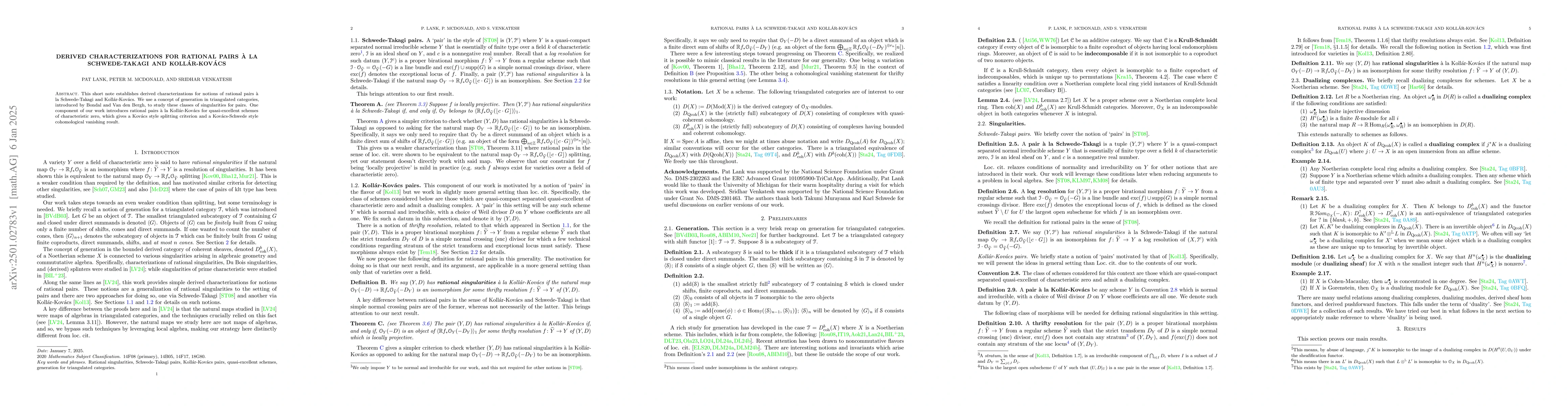 Thumbnail for Derived characterizations for rational pairs Ă  la Schwede-Takagi and
  KollĂĄr-KovĂĄcs