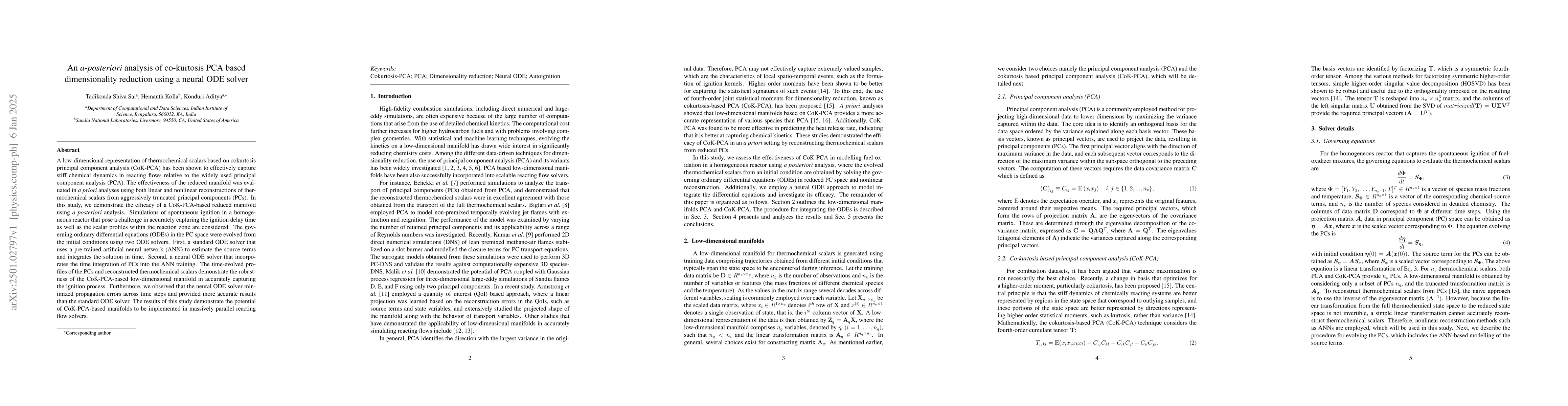 Thumbnail for An a-posteriori analysis of co-kurtosis PCA based dimensionality
  reduction using a neural ODE solver