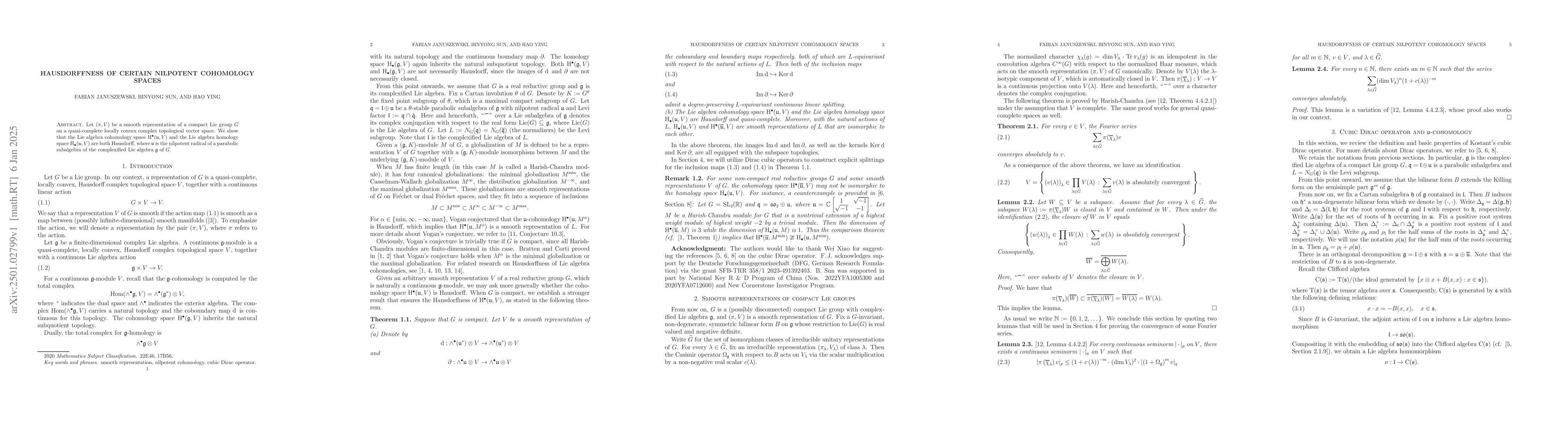 Thumbnail for Hausdorffness of certain nilpotent cohomology spaces