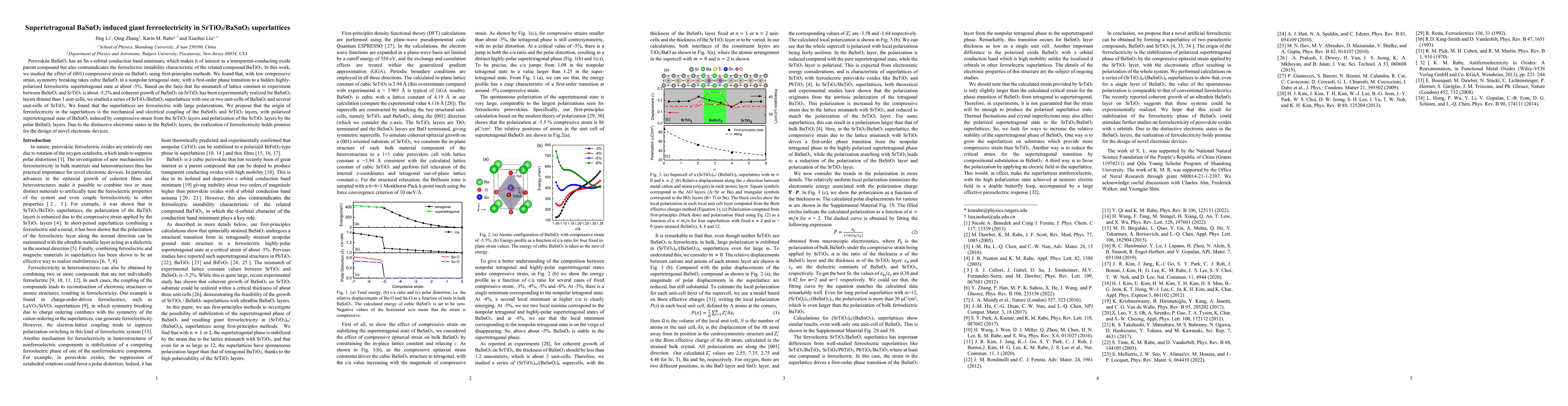 Thumbnail for Supertetragonal BaSnO3 induced giant ferroelectricity in SrTiO3/BaSnO3
  superlattices