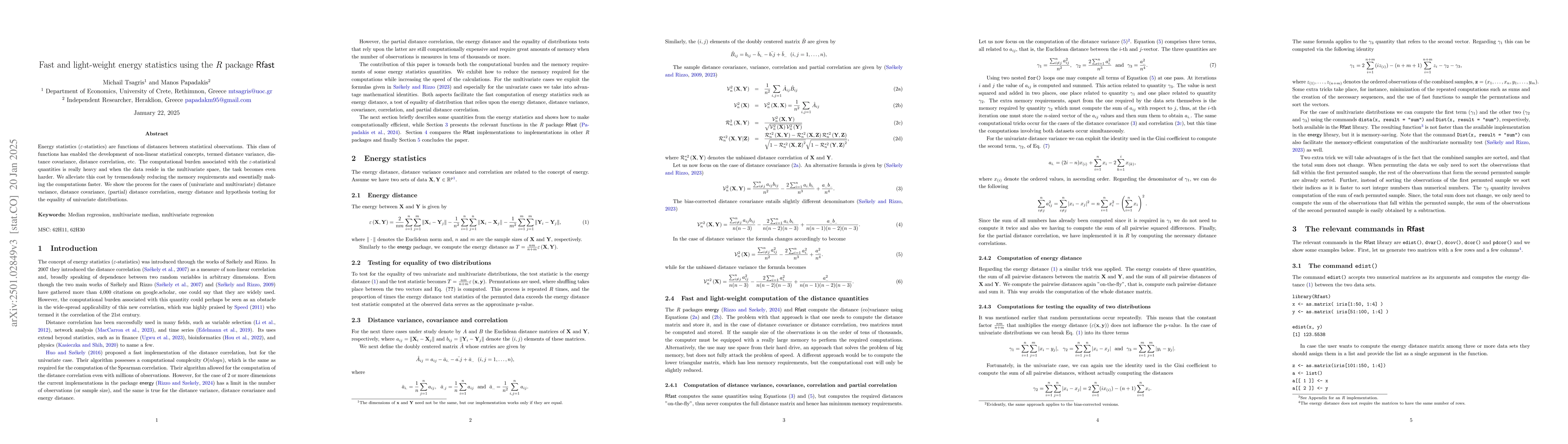 Thumbnail for Fast and light-weight energy statistics using the \textit{R} package
  \textsf{Rfast}