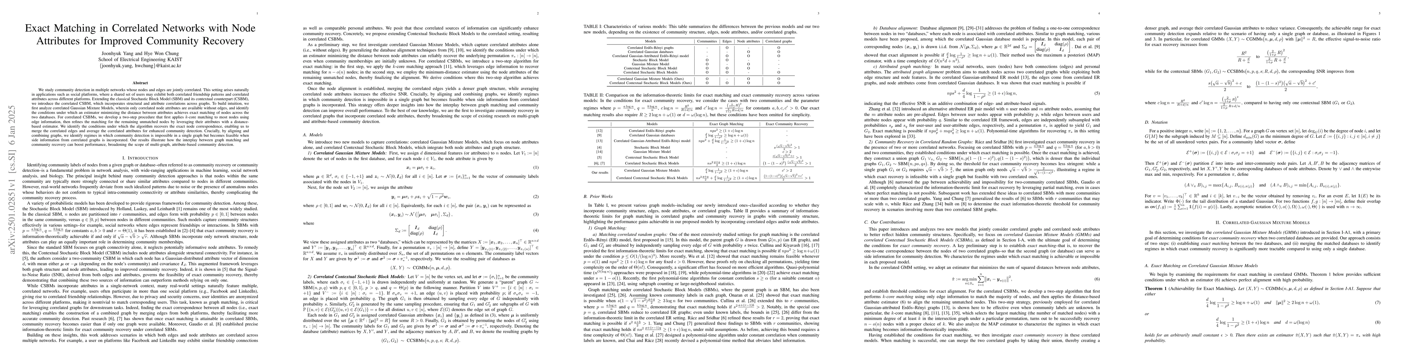 Thumbnail for Exact Matching in Correlated Networks with Node Attributes for Improved
  Community Recovery