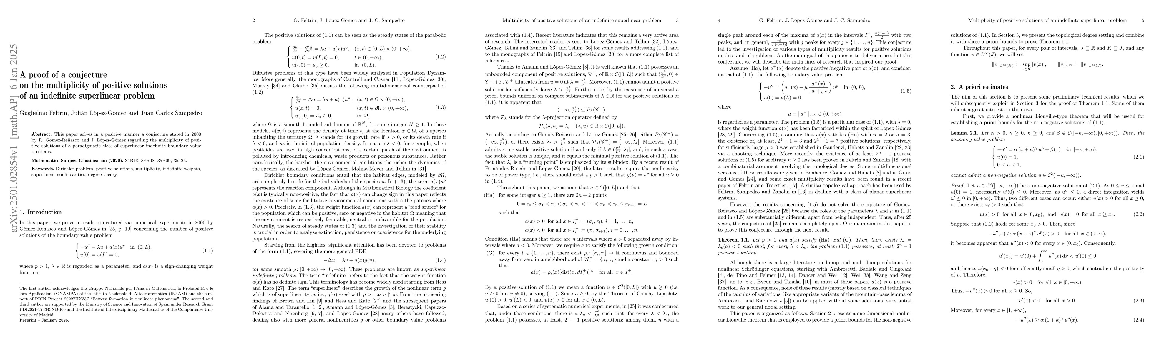 Thumbnail for A proof of a conjecture on the multiplicity of positive solutions of an
  indefinite superlinear problem