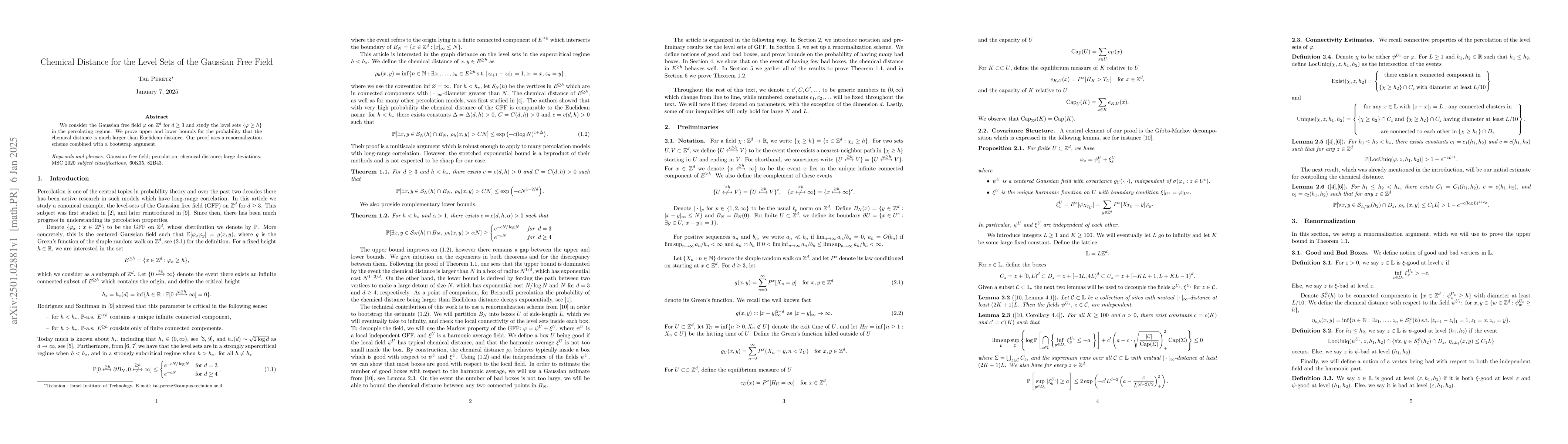 Thumbnail for Chemical Distance for the Level Sets of the Gaussian Free Field