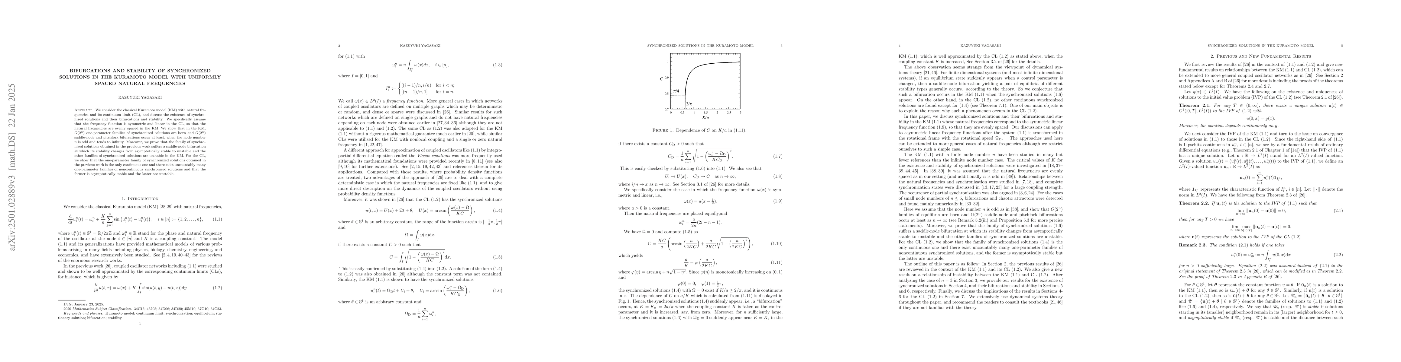 Thumbnail for Bifurcations and stability of synchronized solutions in the Kuramoto
  model with uniformly spaced natural frequencies