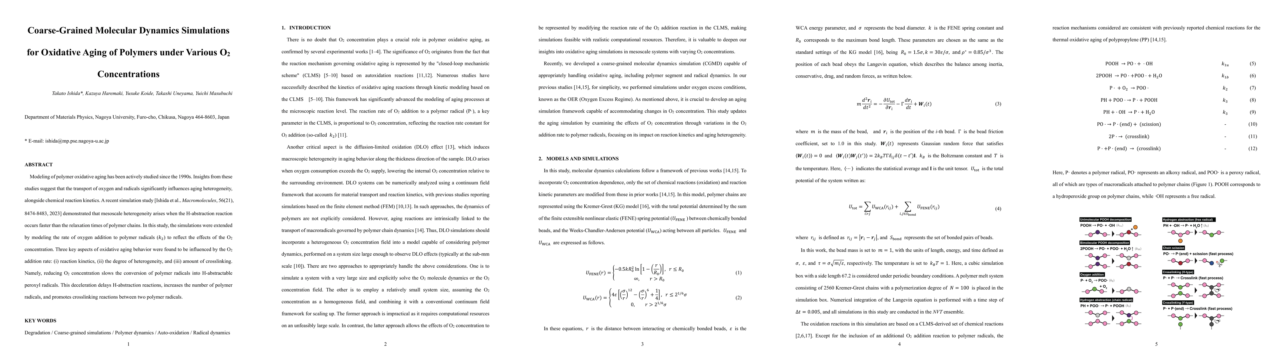 Thumbnail for Coarse-Grained Molecular Dynamics Simulations for Oxidative Aging of
  Polymers under Various O2 Concentration