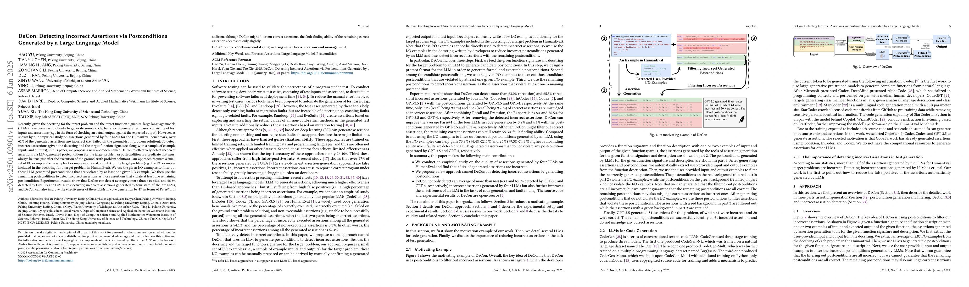Thumbnail for DeCon: Detecting Incorrect Assertions via Postconditions Generated by a
  Large Language Model
