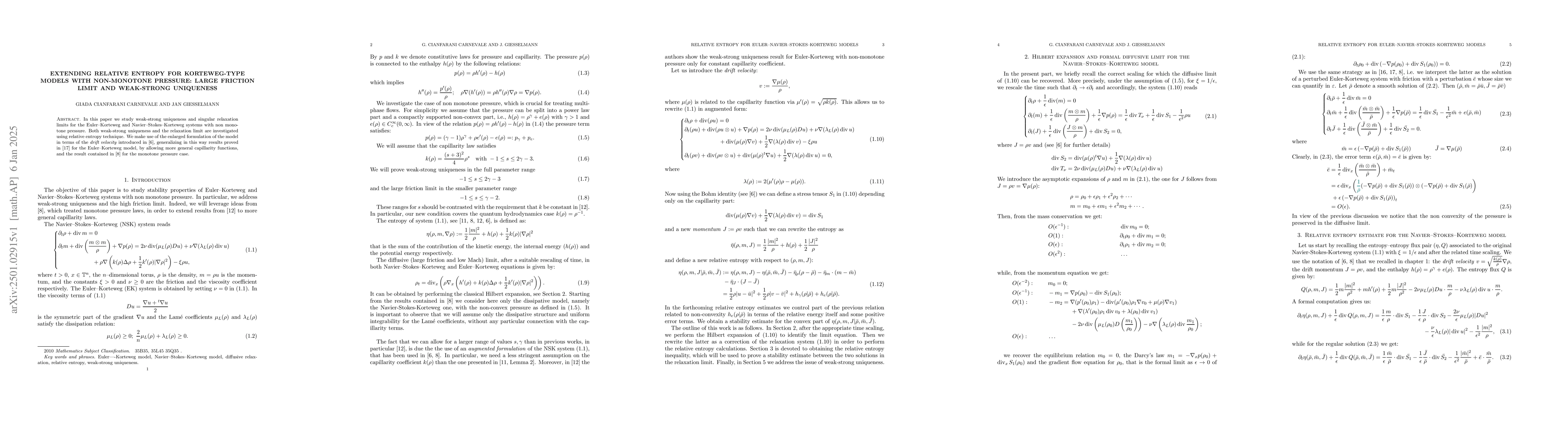 Thumbnail for Extending relative entropy for Korteweg-Type models with non-monotone
  pressure:large friction limit and weak-strong uniqueness