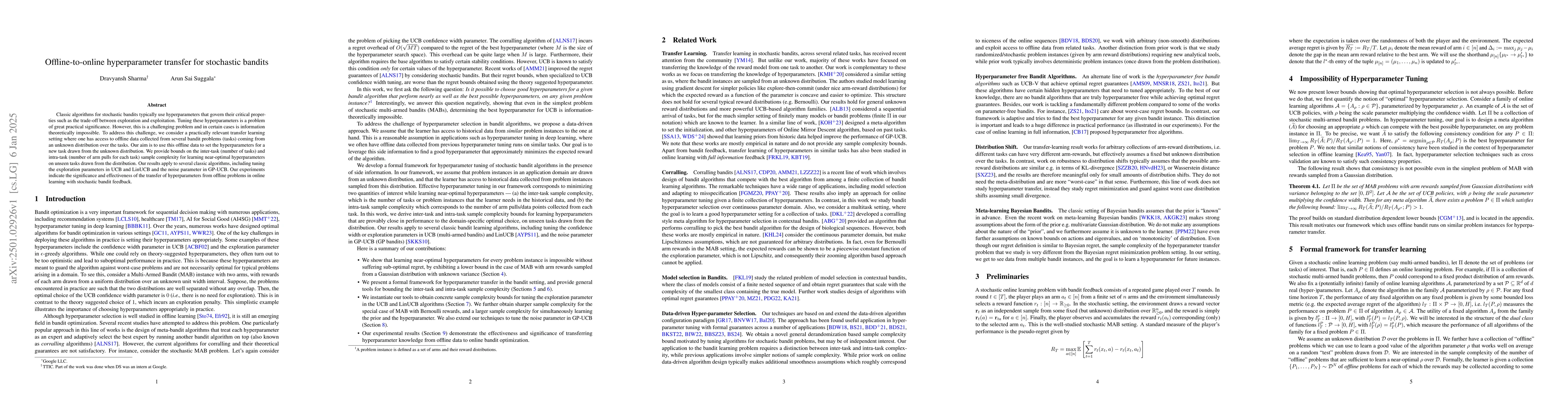 Thumbnail for Offline-to-online hyperparameter transfer for stochastic bandits