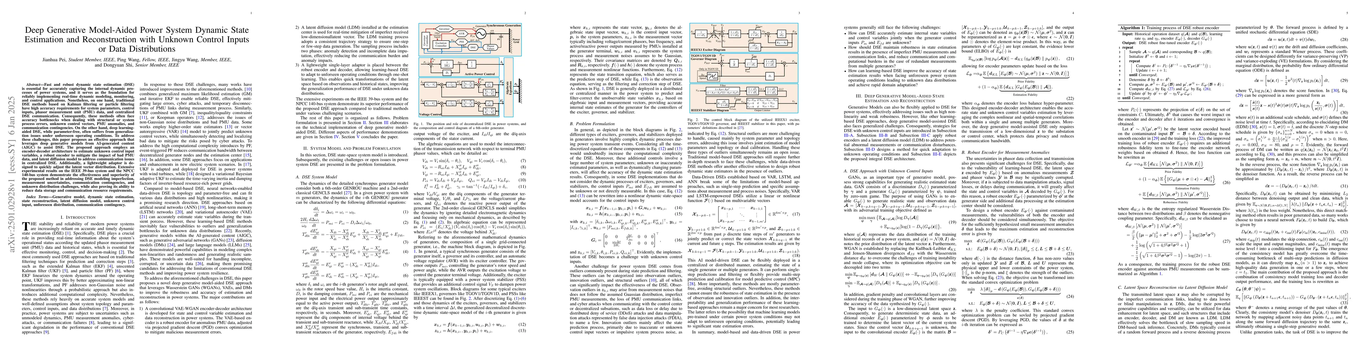 Thumbnail for Deep Generative Model-Aided Power System Dynamic State Estimation and
  Reconstruction with Unknown Control Inputs or Data Distributions
