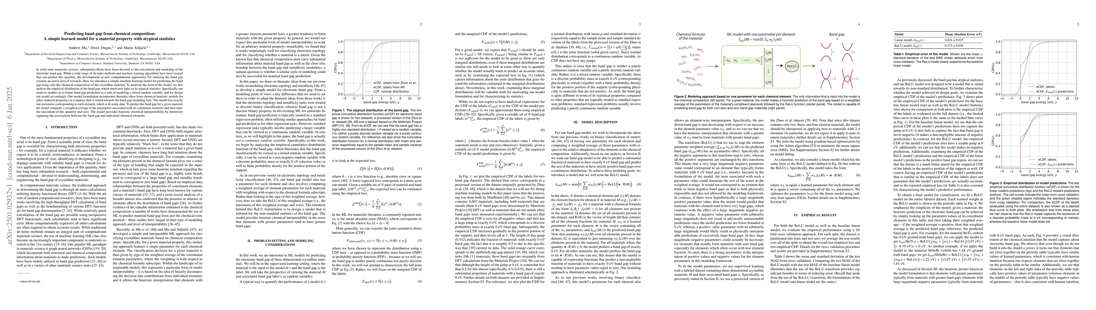 Thumbnail for Predicting band gap from chemical composition: A simple learned model
  for a material property with atypical statistics